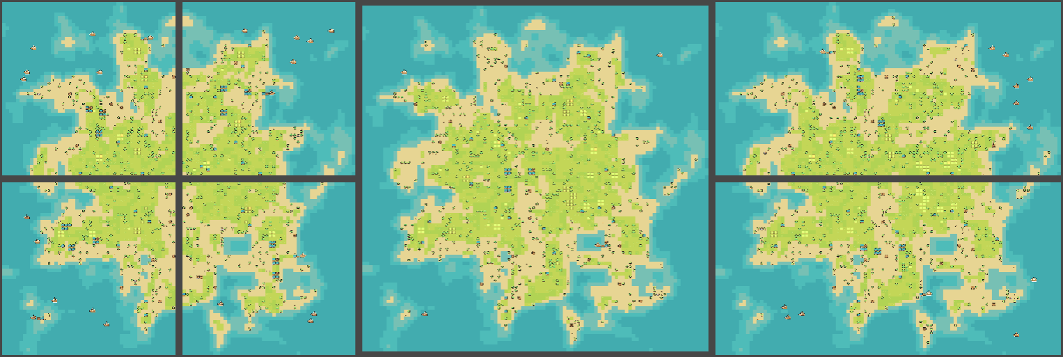 Example of selecting different parts of an island level